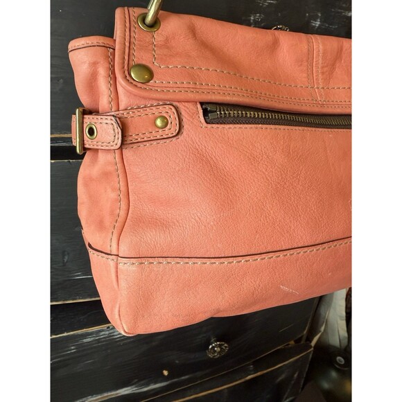 Coach 11128  Leigh Legacy Ltd Ed Pink Leather Handbag Brass Turnlock Striped - Picture 8 of 14